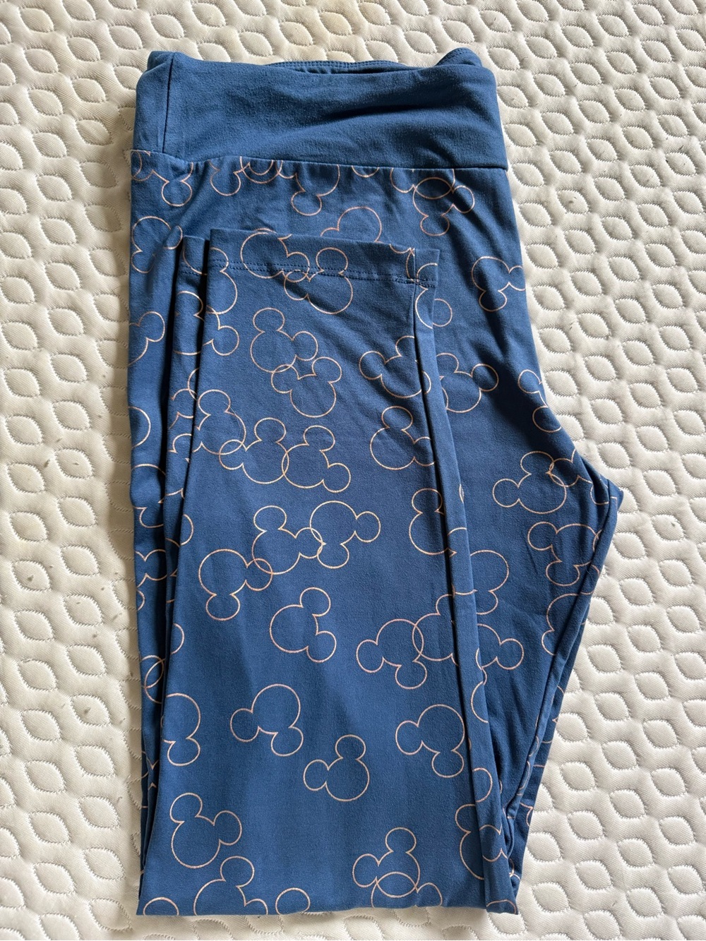 Disney Navy Blue Leggings with Light Pink Mickey Print